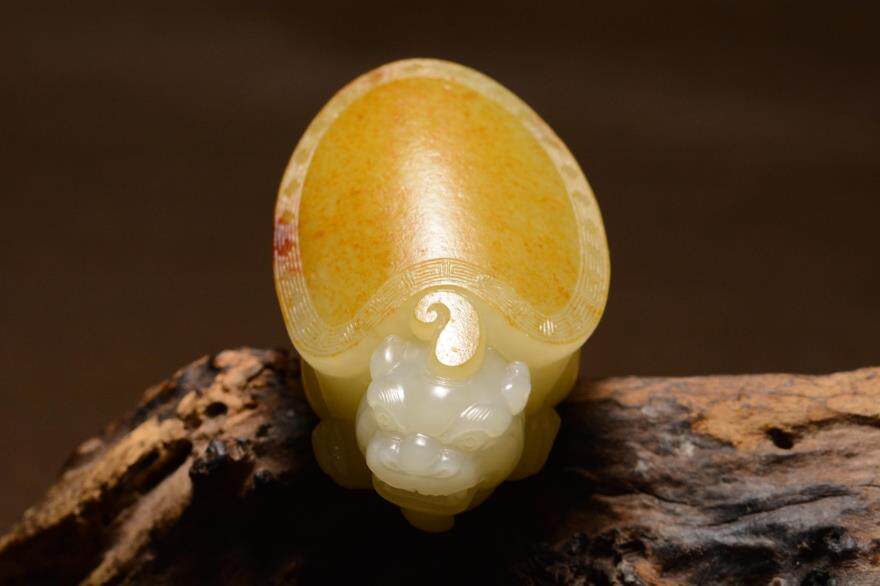 【直供】海派玉雕大师张良 玉龙喀什河 和田玉 龙龟 满皮 121.2克