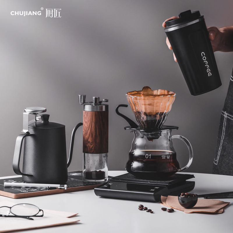 厨匠手冲咖啡壶套装手摇手磨咖啡过滤器家用咖啡器具过滤杯手冲壶