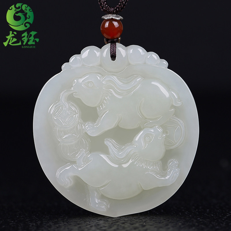 天然和田玉前途无量玉坠男女玉石生肖兔属兔吊坠项链挂件兔子玉佩