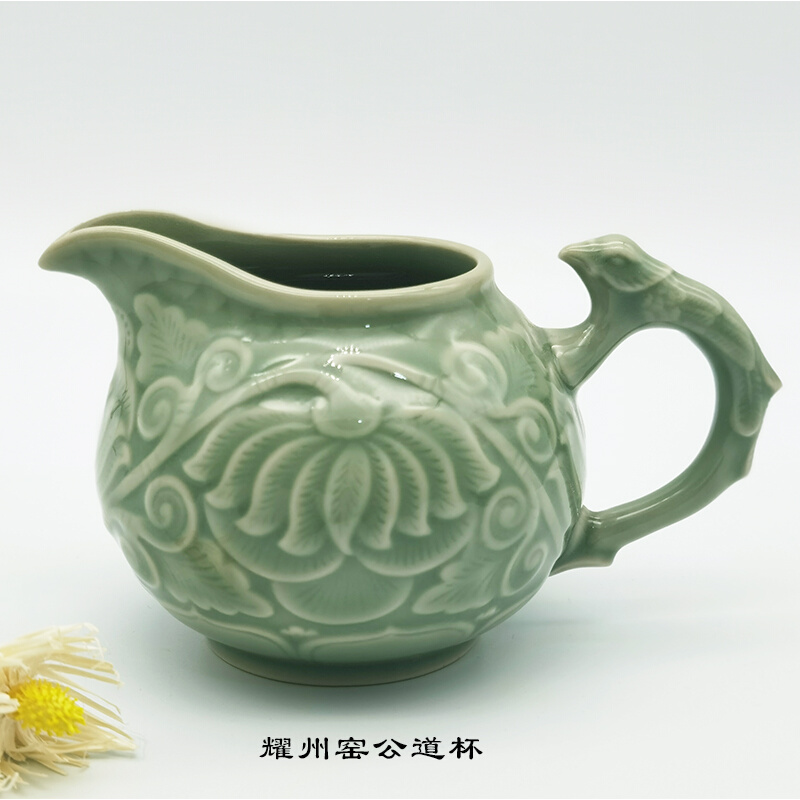 耀州窑青瓷手工公道杯大容量功夫茶具分茶杯单个茶具配件茶海匀杯