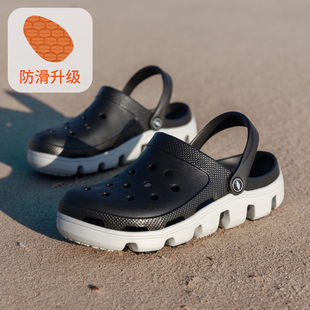 橡胶底洞洞鞋男士夏季防滑厚底外穿大码包头拖鞋包跟海边沙滩凉鞋