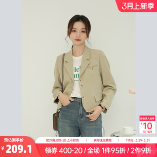 奈格薇儿小个子短款西装外套女2024新款春秋休闲通勤设计感西服