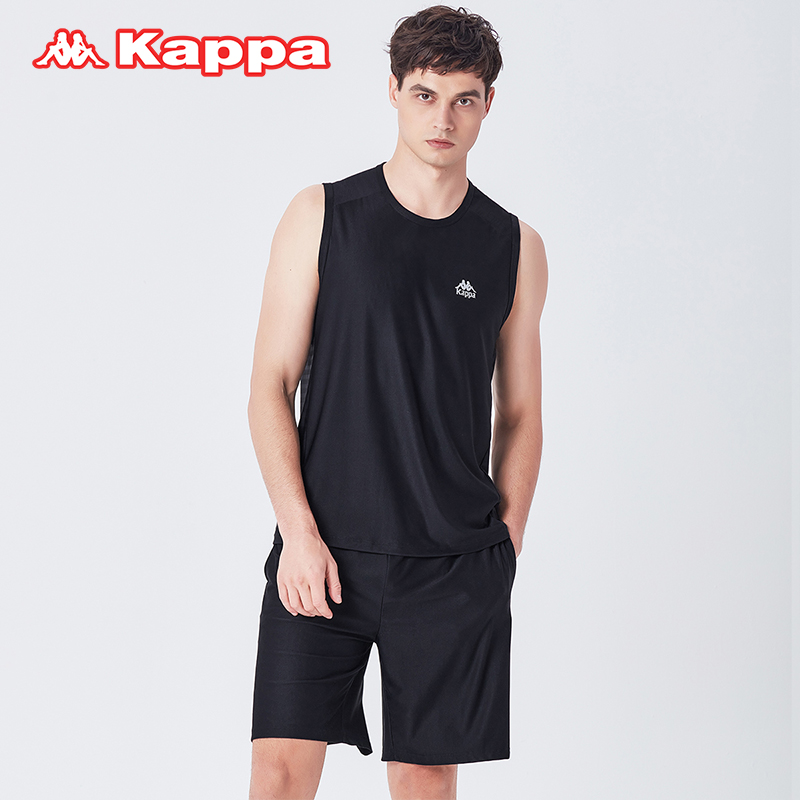 24夏季新品Kappa/卡帕男士家居服冰丝网眼透气无袖睡衣可运动穿着