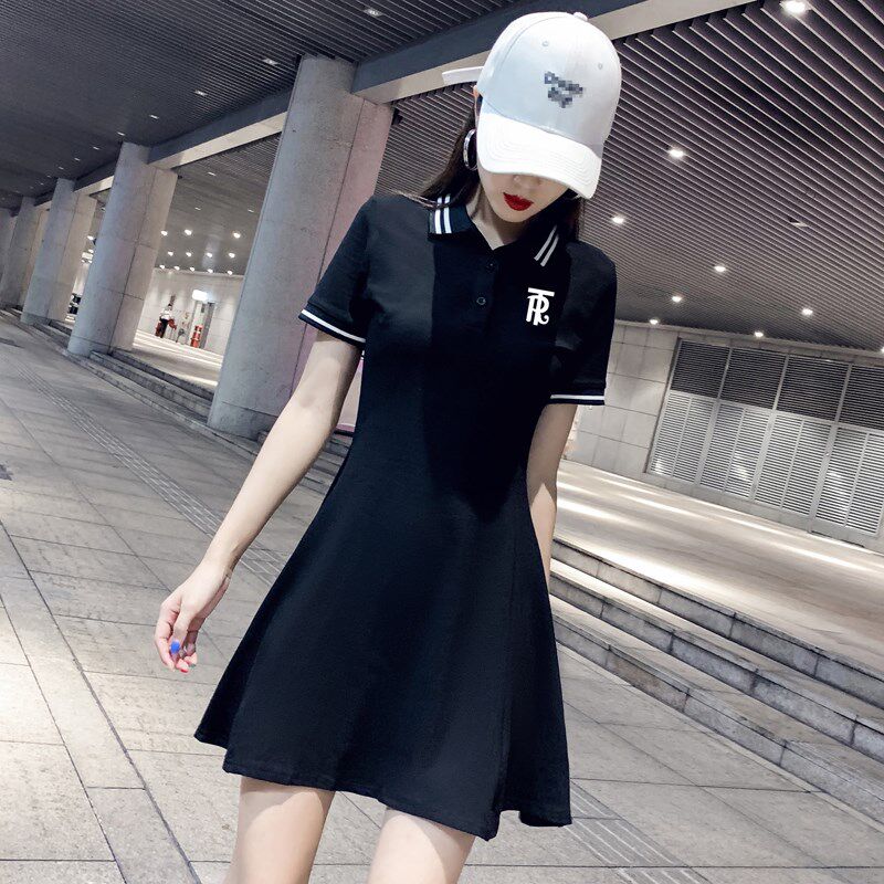 简约修身韩版连衣裙女夏款简单大方运动大学生休闲显身材韩风裙子