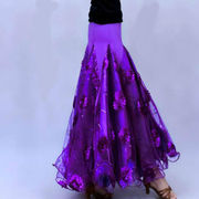 Pengyue dance modern dance skirt ballroom dance skirt national standard female adult large swing dance long skirt embroidery free shipping