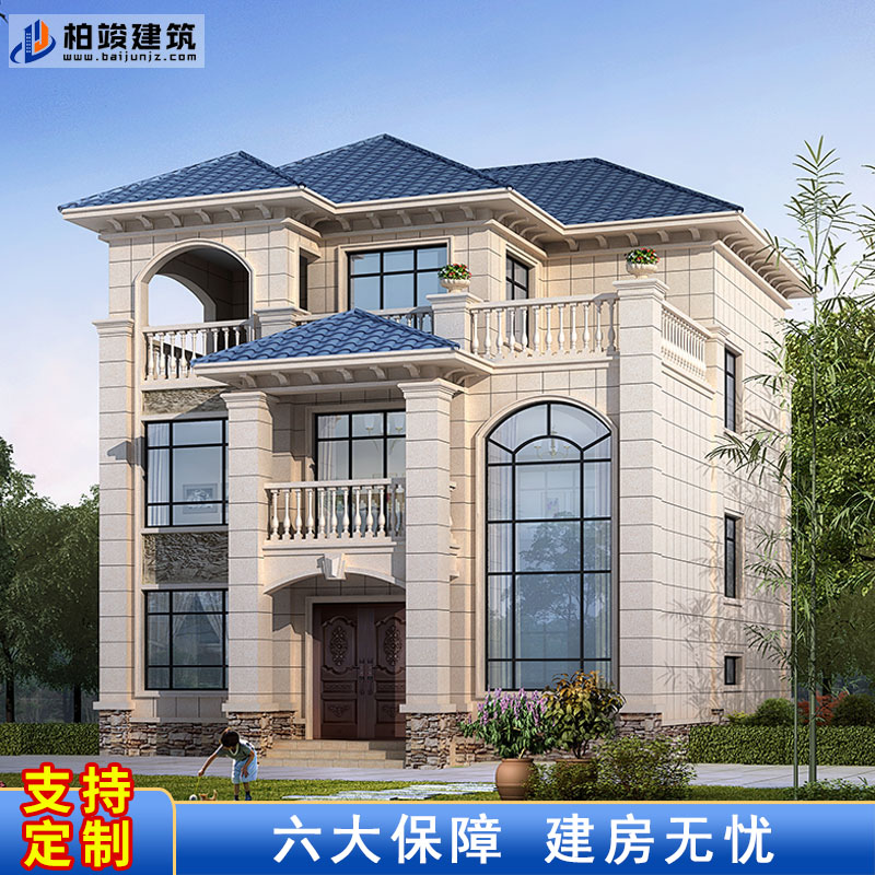 bj3534三层欧式别墅设计图纸乡村新农村自建房新款效果施工图全套