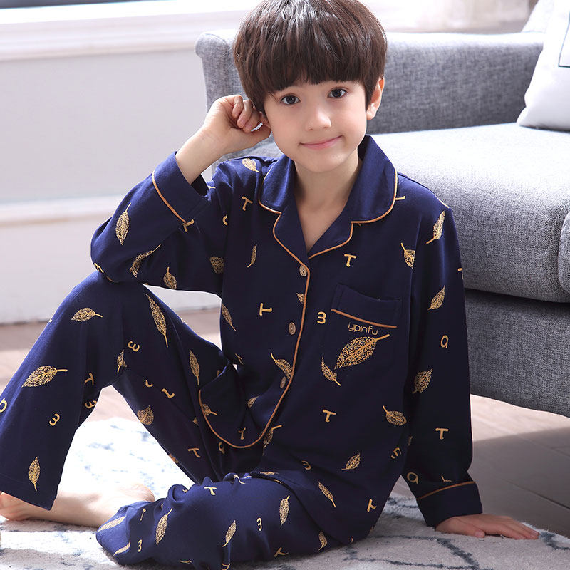 芬腾儿童睡衣男孩春秋纯棉长袖2021新款12一15岁中大童秋冬季薄款