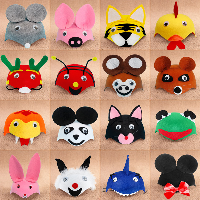 12生肖_老鼠面具12十二生肖幼儿园动物头饰表演道具手工卡通帽子可爱