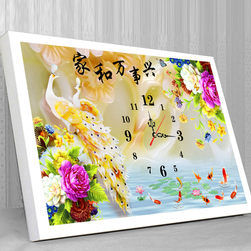 贴钻十字绣钟表钻石绣2018新款钻石画满钻家万事兴孔雀客厅点钻画|ruв категории Домашний быт, рамка/рамка - от Buy2taobao.com для оказания профессиональной услуги покупки агента Taobao
