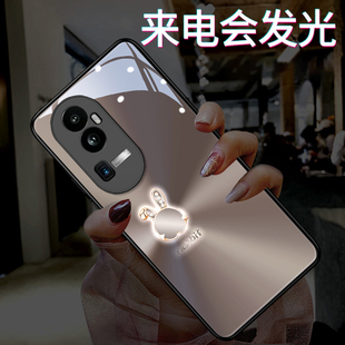 发光极光香槟兔适用opporeno11/10pro手机壳reno9新款reno7女款reno8高端reno6网红oppo潮牌reno5爆款玻璃