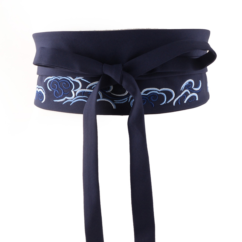 中国风立体云祥刺绣女款汉服束腰系带装饰腰带百搭束腰日系布腰封