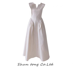 法式白色内搭连衣裙女夏季小众时尚新款无袖收腰显瘦设计感裙子女
