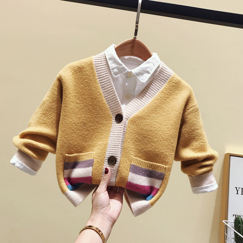 针织开衫男童_男女童针织开衫秋冬1-4岁宝宝毛衣外套婴儿童毛线衣小童