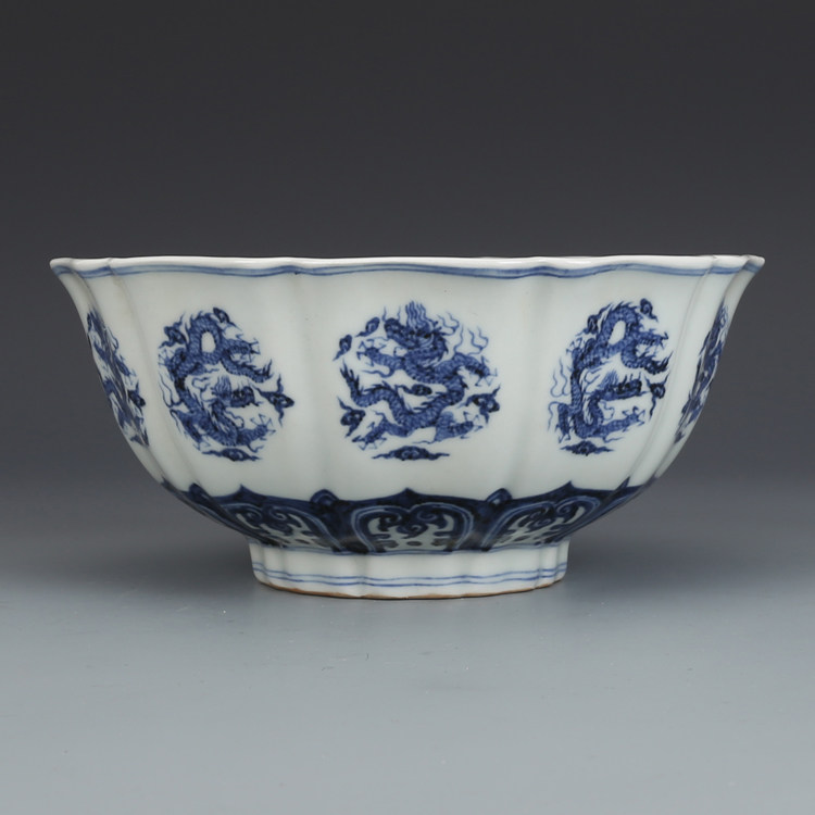大明宣德青花团龙纹碗古董古玩收藏真品包老保真老物件老货瓷器好不好