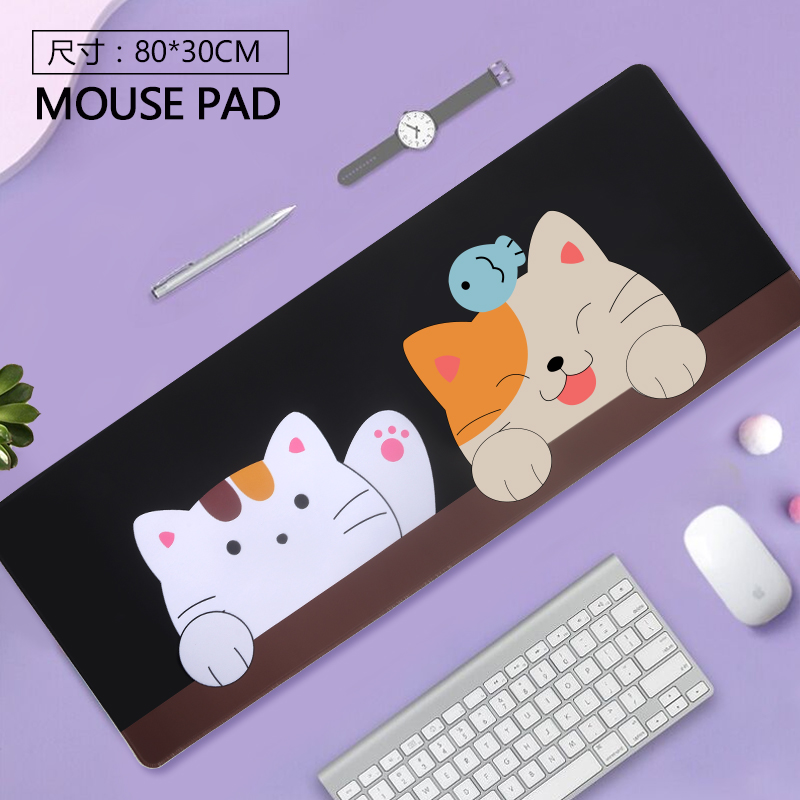 kine猫可爱卡通书桌垫子大号长款鼠标垫男女笔记本键盘垫公司礼品