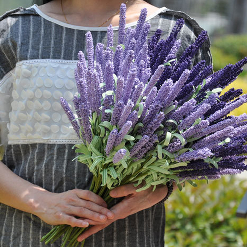 10支薰衣草普罗旺斯仿真花束客厅餐厅插花田园假花绢花装饰花