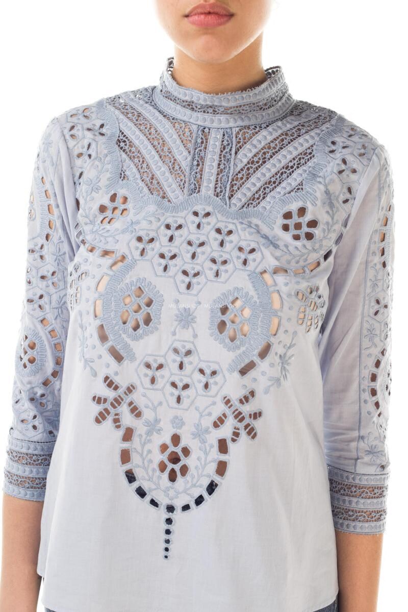 国现清thurley浅色镂空花纹衬衫澳洲设计师品牌