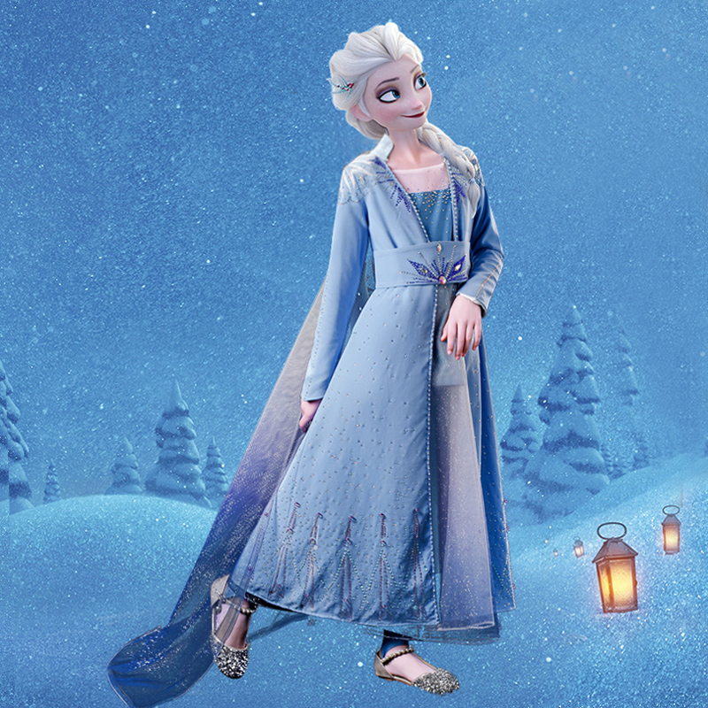 儿童礼服冰雪奇缘2艾莎公主裙女童模