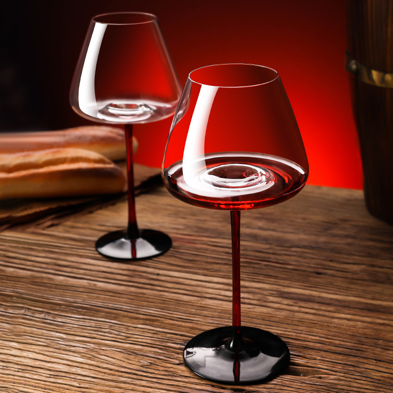 红领结勃艮第酒杯轻奢水晶玻璃高脚杯