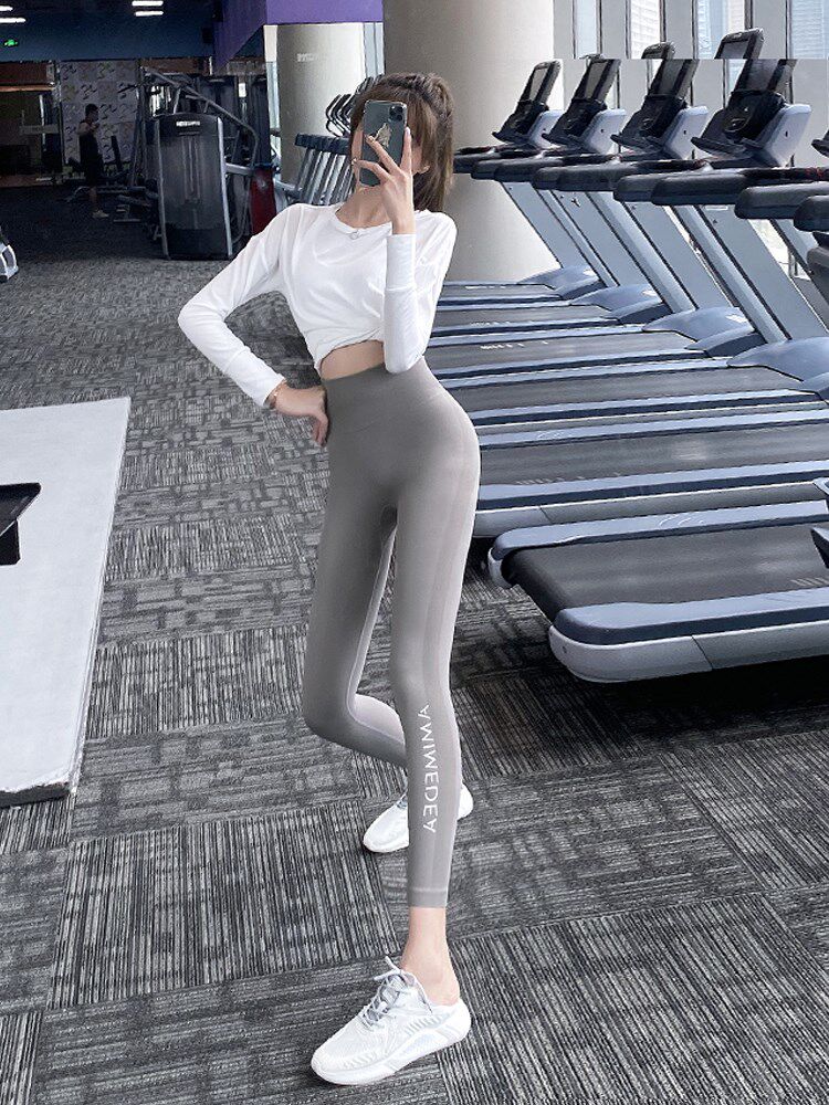 健身女孩无尴尬线高腰收腹紧身瑜伽裤弹力显瘦外穿速干运动裤秋冬