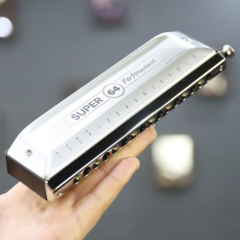 德国和莱hohnersuper64sp6416孔半音阶口琴初学者成人专业