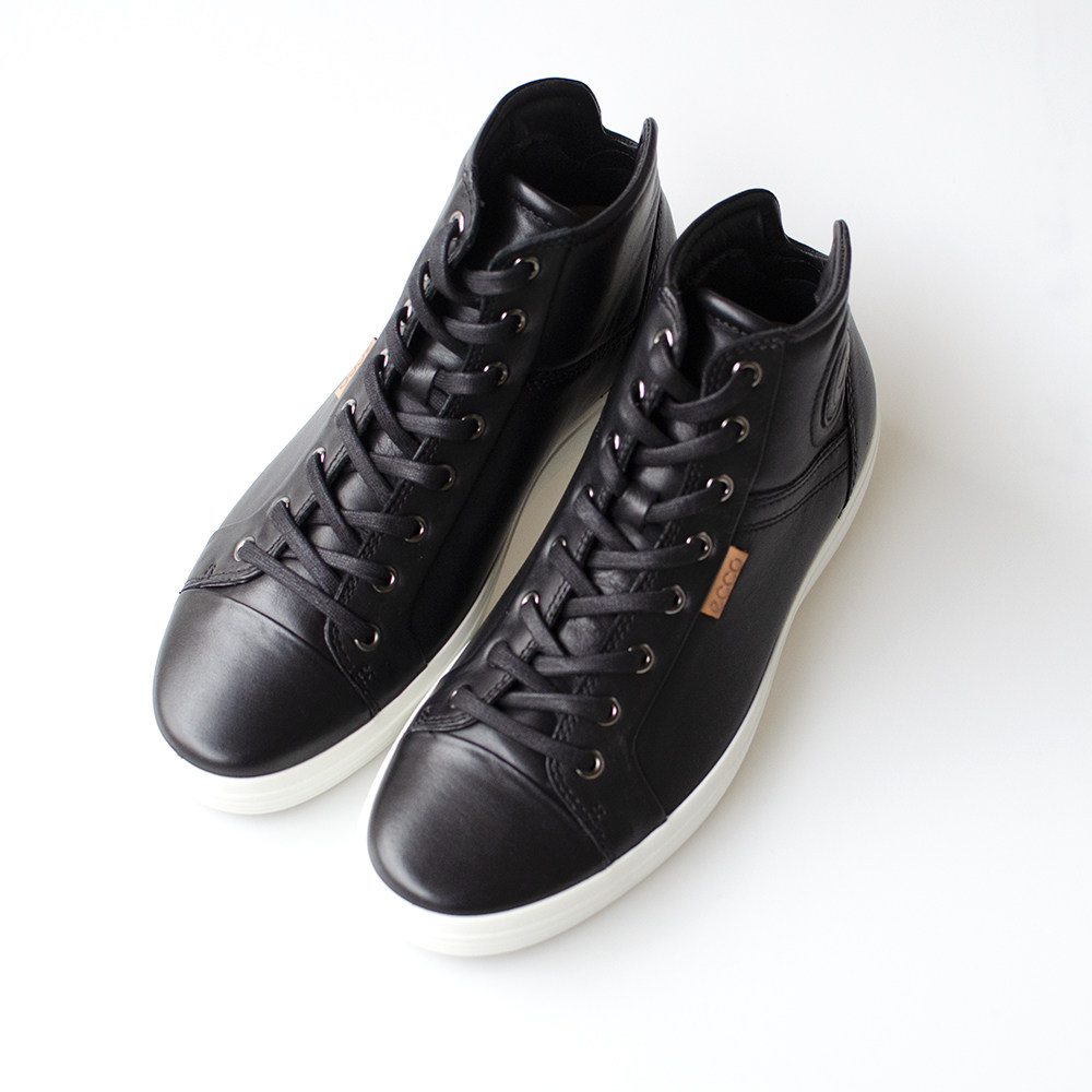 现货特价爱步ecco经典soft 7男鞋潮流高帮牛皮系带休闲鞋430024