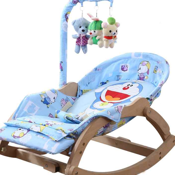 宝宝摇马婴儿摇篮床全实木制木安抚躺椅摇摇床儿童加大摇摇椅