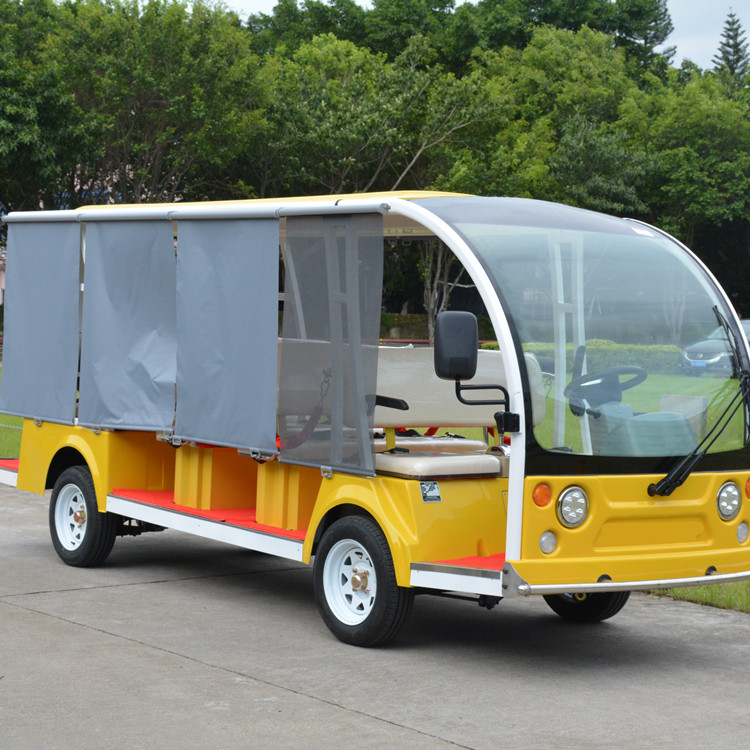 14座带遮雨帘遮阳帘电动观光车半封闭景区游览电瓶车房地产看房车
