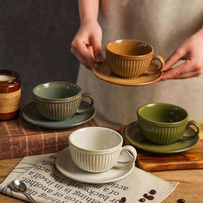 舍里复古陶瓷咖啡杯碟套装拉花杯拿铁美式杯子下午茶杯高档马克杯