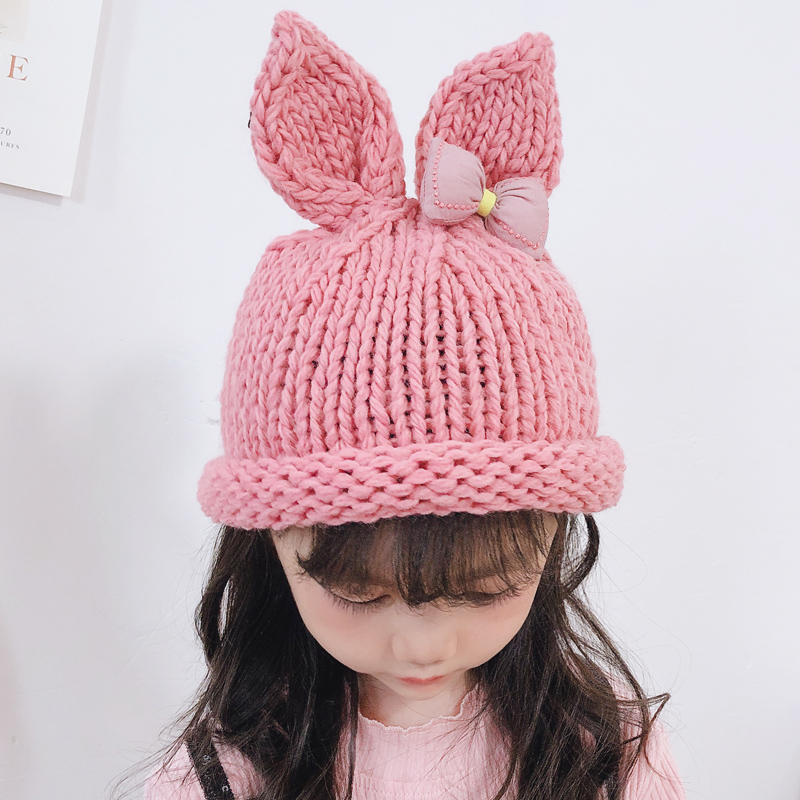 女童_宝宝帽子秋冬1岁3儿童手工编织毛线保暖男女童针织保暖可爱婴儿