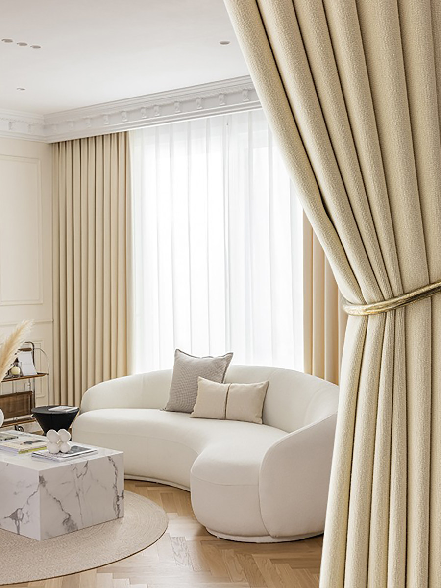 2021新款慕思棉全遮光纯色窗帘布高密黑丝现代简约北欧轻奢窗帘