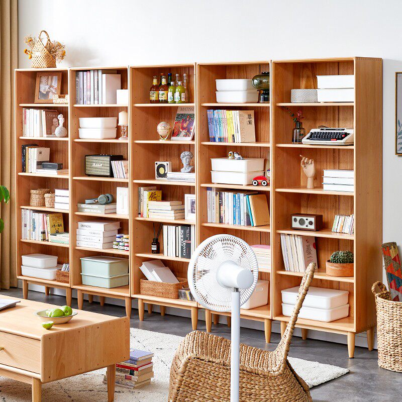北欧全纯实木书柜榉木单个书架组合落地书柜置物架子储物18米柜