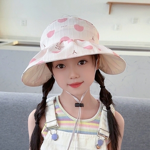 女童防晒帽儿童帽子女宝宝遮阳帽夏季空顶一岁婴幼儿太阳帽大帽檐