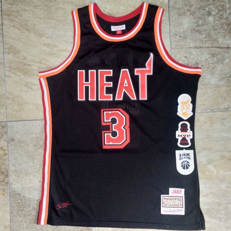 mn 热火3号韦德复古退役纪念版黑色密绣球衣刺绣篮球服运动服背心