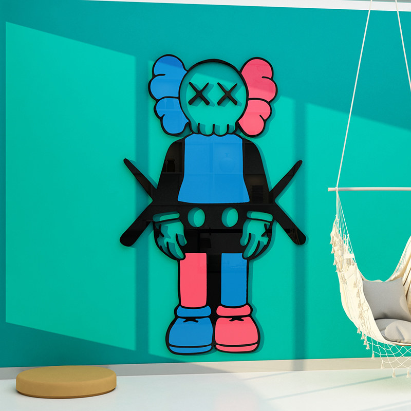 芝麻街kaws奶茶店墙壁面装饰创意贴纸画蛋糕甜品网红打卡背景布置