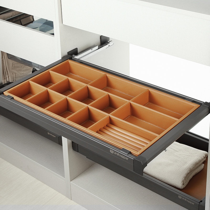 unihopper库博摩卡皮革衣柜五金伸缩衣柜配件多功能首饰盒格子抽