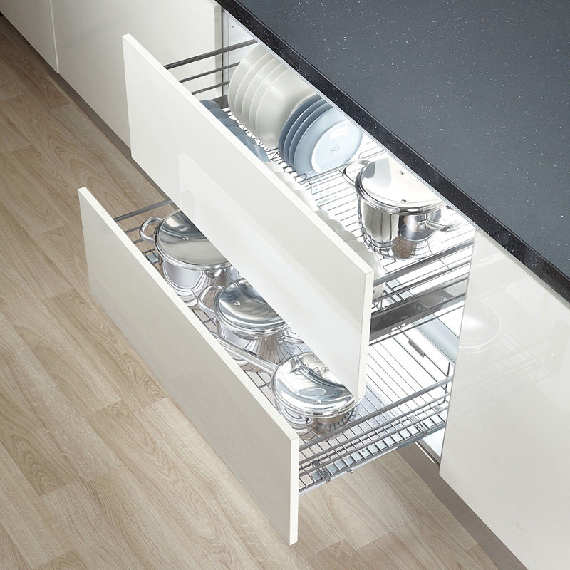 康雅乐 不锈钢高柜大怪物拉篮橱柜调味篮高深联动拉篮 配重型导轨