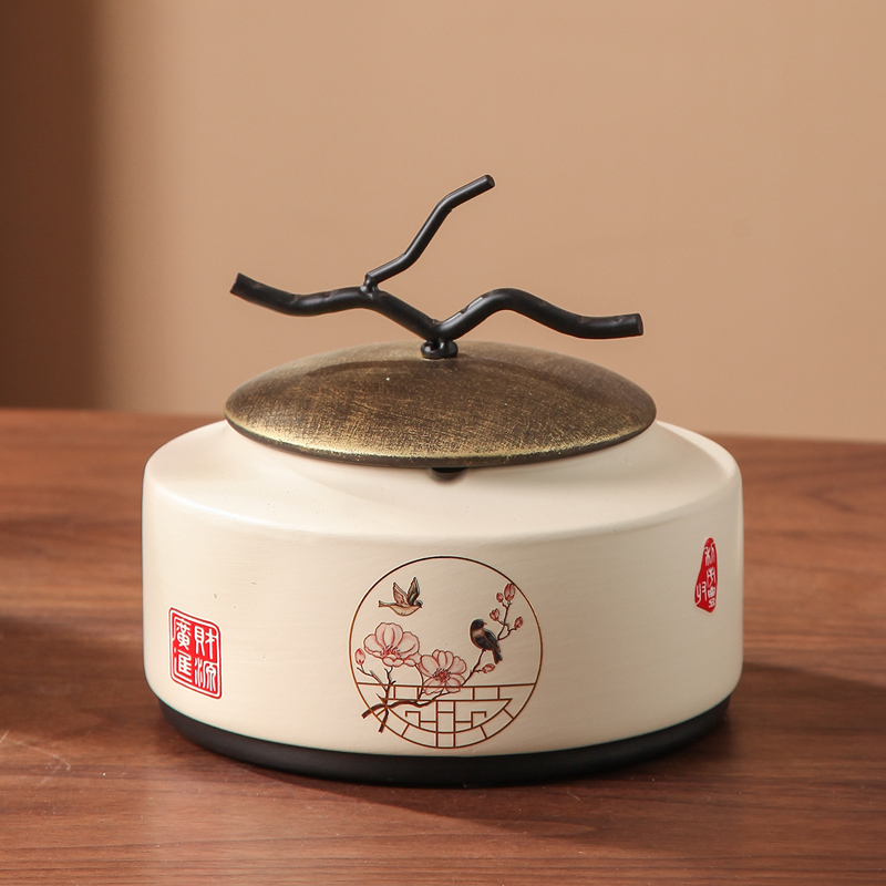 新中式潮流创意个性烟灰缸摆件带盖客