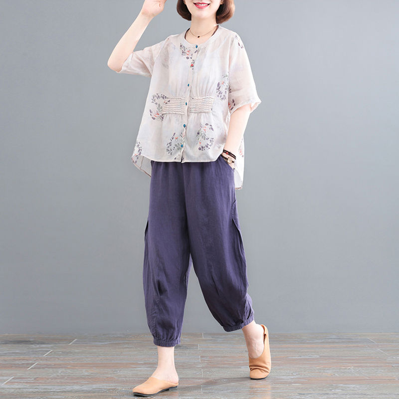 素订棉麻女装旗舰店2021套装