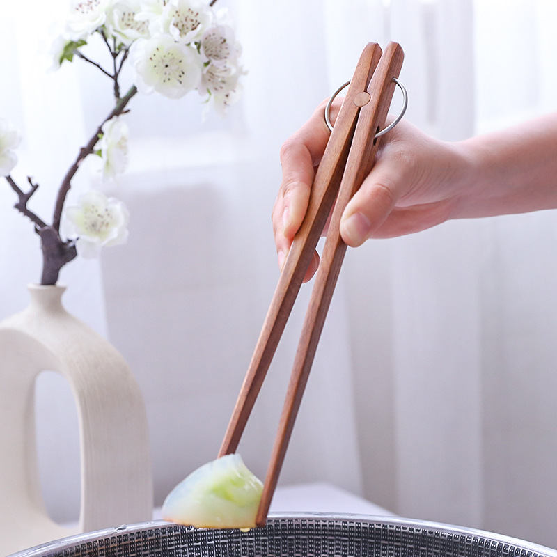 厂家直供简约相思木木夹质食品夹子厨房烧烤食物夹甜品糕点面包夹