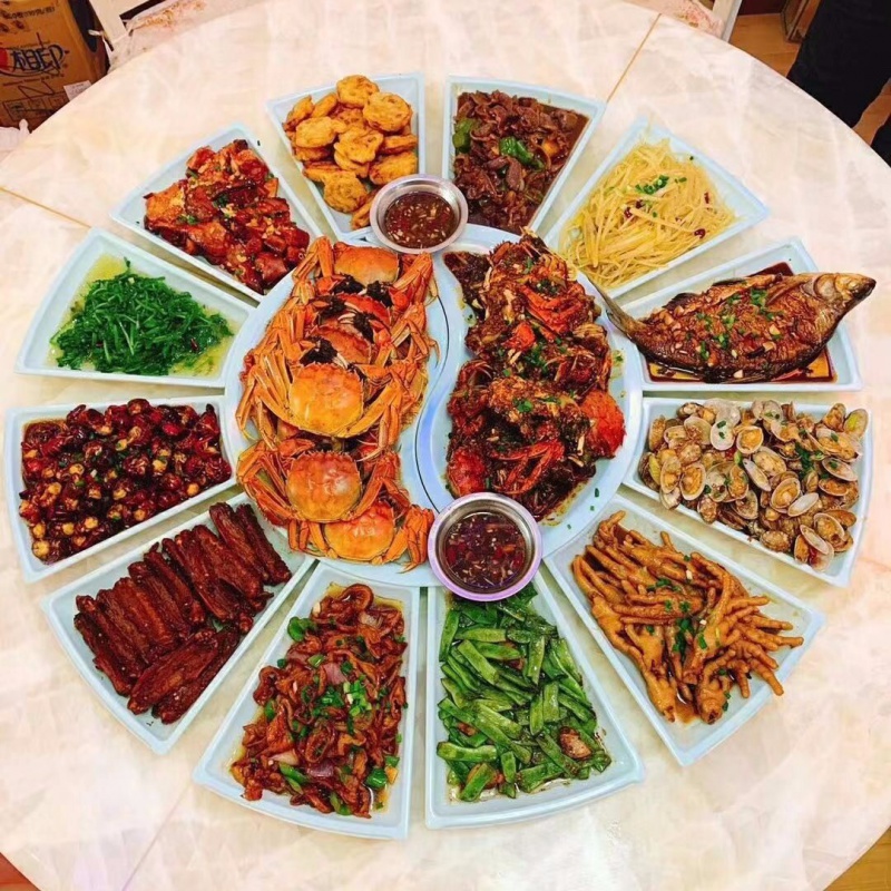 家用圆桌拼盘圆桌餐具年夜饭大拼盘圆形转盘包席餐具套装餐餐聚