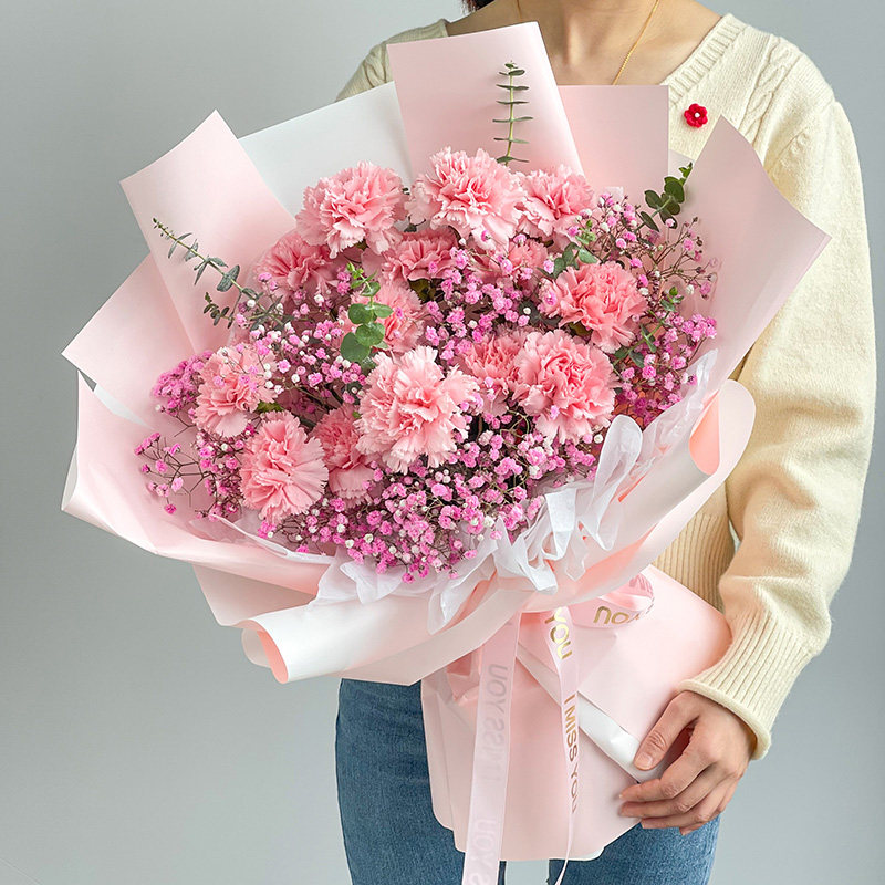 鲜花成都重庆同城粉色康乃馨送朋友病人母亲江北渝北花店配送花