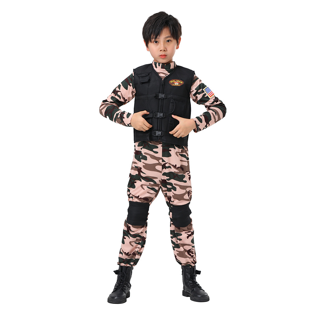 海军海豹套装特种兵表演派对装扮儿童服装万圣节职业男孩突击队