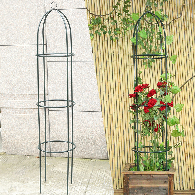 铁艺花支架铁制圆柱植物玫瑰爬藤架攀爬杆铁线莲柱形固定月季花架