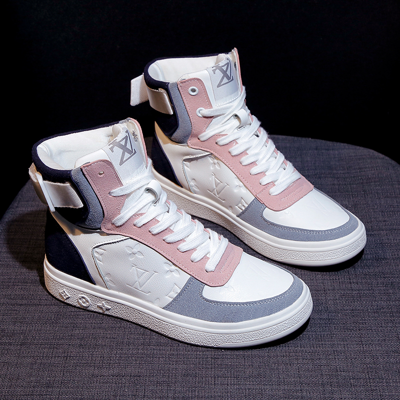 潮牌小白鞋网红学生百搭女aj高帮空军一号秋季运动嘻哈板鞋透气鞋