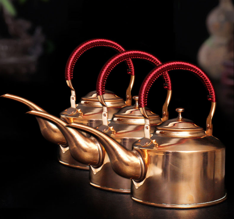 纯红铜壶烧水壶长嘴壶西藏式手工茶壶新式茶具家居厨房冷水壶紫铜