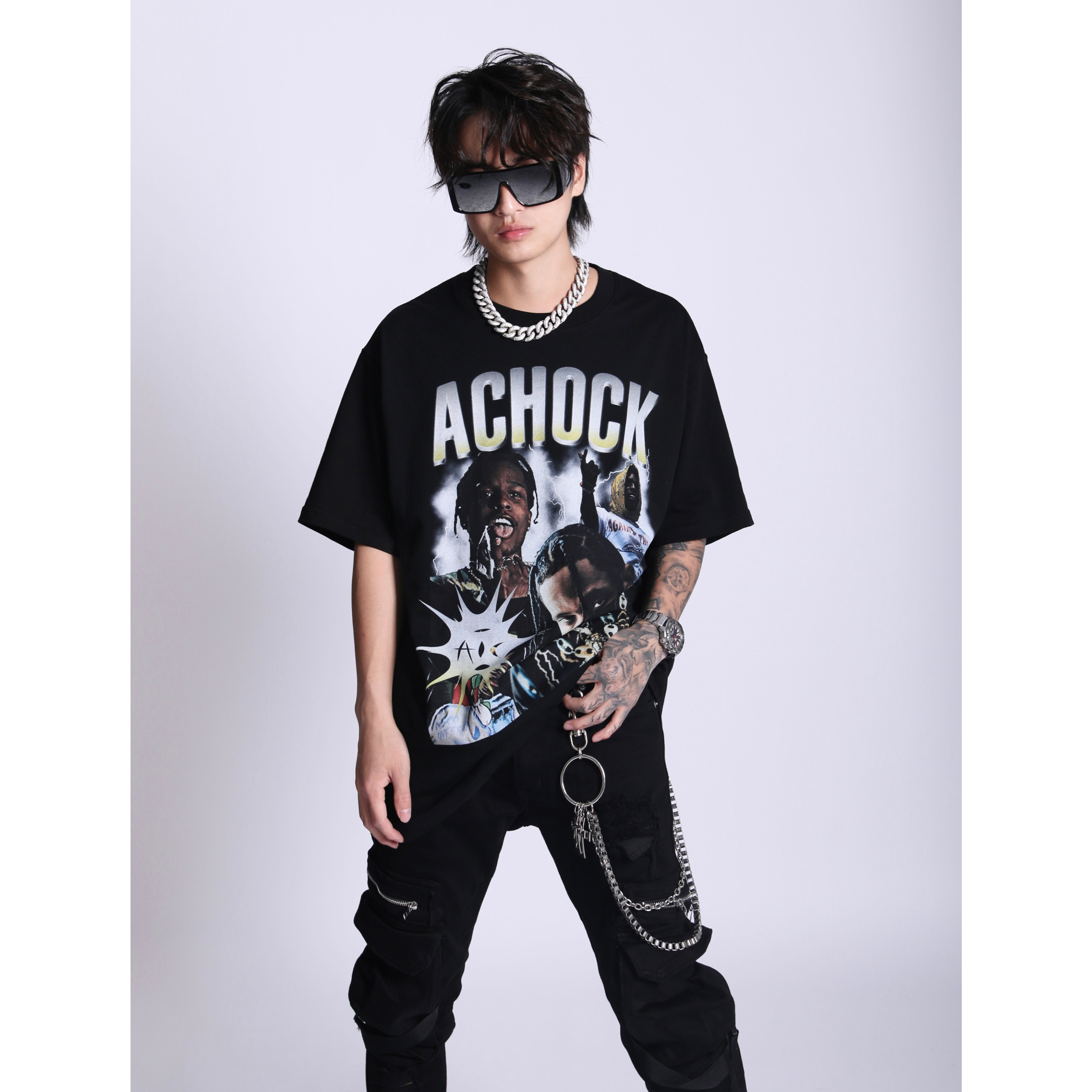 a chock夏季新品爆炸果实系列街头嘻哈印花短袖休闲圆领半袖t恤——a