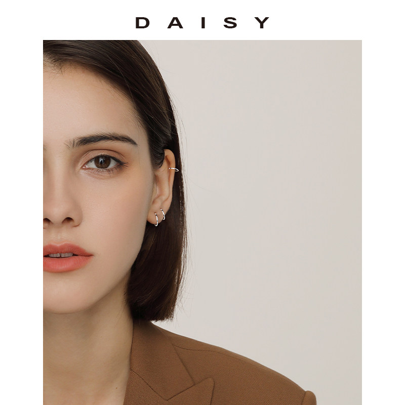 养耳洞圆圈耳钉女纯银999简约圆脸显瘦耳环男防过敏耳扣耳圈耳饰