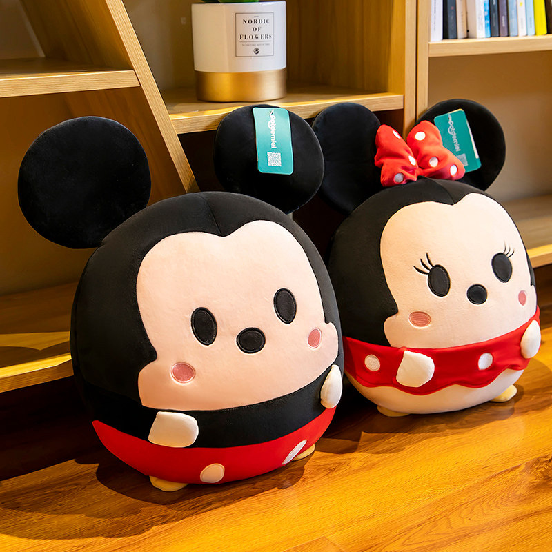 正版米奇米妮抱枕靠垫女生睡觉超软床上压床娃娃毛绒玩具玩偶一对