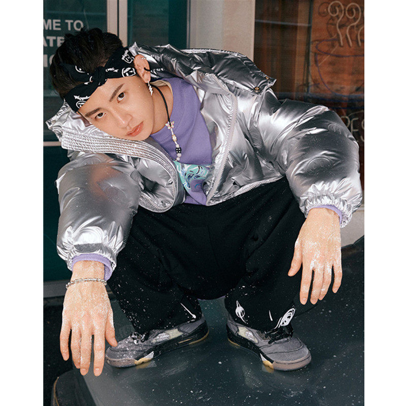 beaster小鬼联名小恶魔明星同款可拆卸帽子印花时尚保暖羽绒服潮